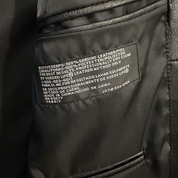 Black Genuine M Leather Blazer Jacket 90s 2000s Goth Grunge Streetwear Oversized - Picture 7 of 9